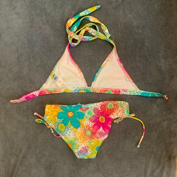 Lot of 4 bright Roxy and Lucky Brand bikinis Sz S - Picture 14 of 16